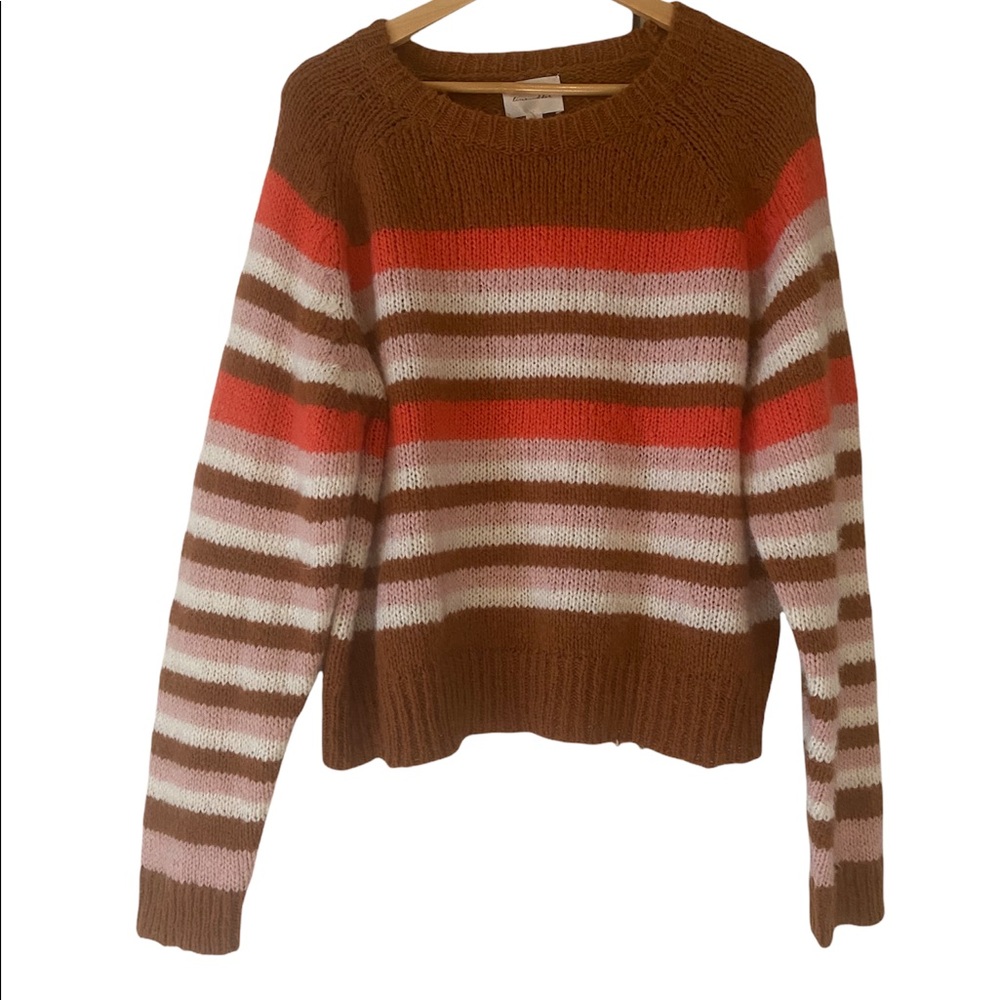 Line and Dot Striped Wool Sweater